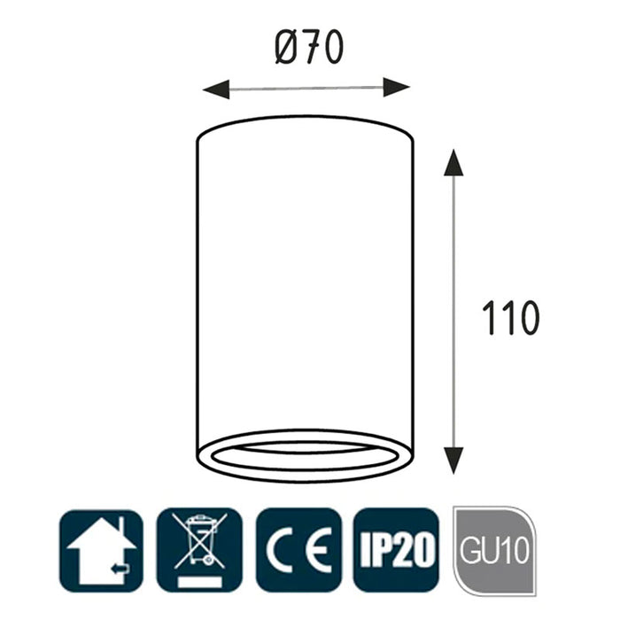 Porta faretto in gesso cilindrico a vista LED GU10 - GAIA