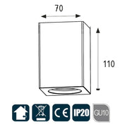 Porta faretto in gesso quadrato a vista LED GU10 - NICLA