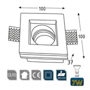 Porta faretto cartongesso quadrato LED GU10