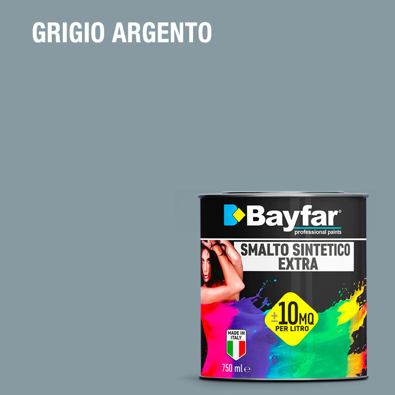 Vernice per ferro e legno adatto per esterno e interno, formato da 750ML e da 2,5L grigio argento