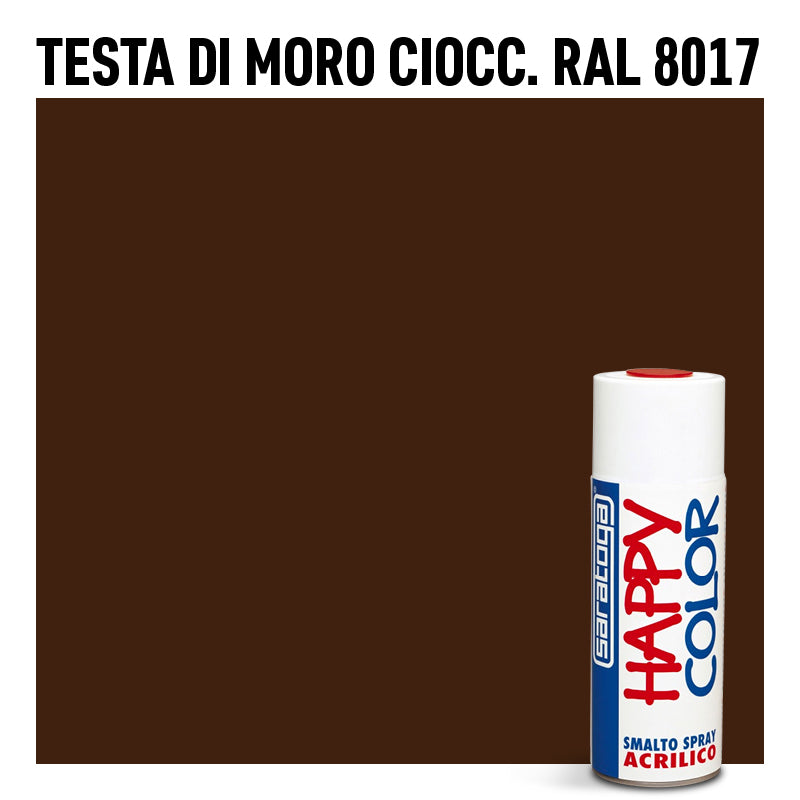 Bomboletta vernice Spray Saratoga Happy Color Testa di Moro cioccolato RAL 8017 - Per interni ed esterni - Asciugatura Rapida