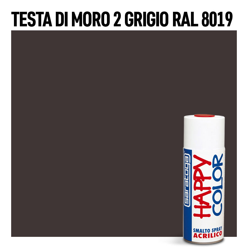 Bomboletta Spray Saratoga Happy Color Testa di Moro RAL 8019 - Per interni ed esterni - Asciugatura Rapida