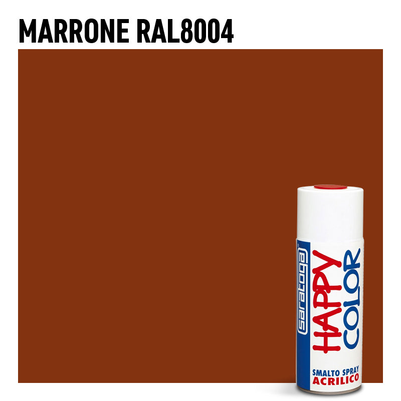 Bomboletta vernice Spray Saratoga Happy Color Marrone RAL 2004 - Per interni ed esterni - Asciugatura Rapida