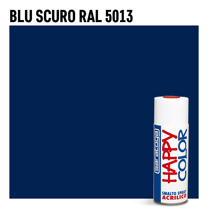 Bomboletta vernice Spray Saratoga Happy Color Blu Scuro RAL 5013 - Per interni ed esterni - Asciugatura Rapida