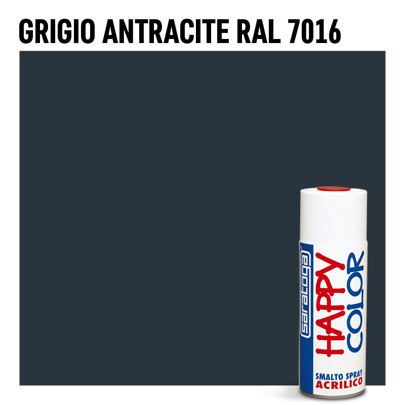 Bomboletta vernice Spray Saratoga Happy Color Grigio antracite RAL 7016 - Per interni ed esterni - Asciugatura Rapida