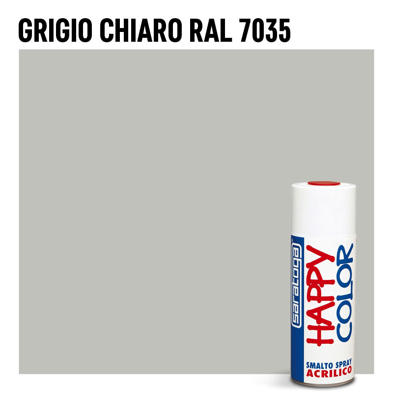 Bomboletta vernice Spray Saratoga Happy Color Grigio Chiaro RAL 7035 - Per interni ed esterni - Asciugatura Rapida