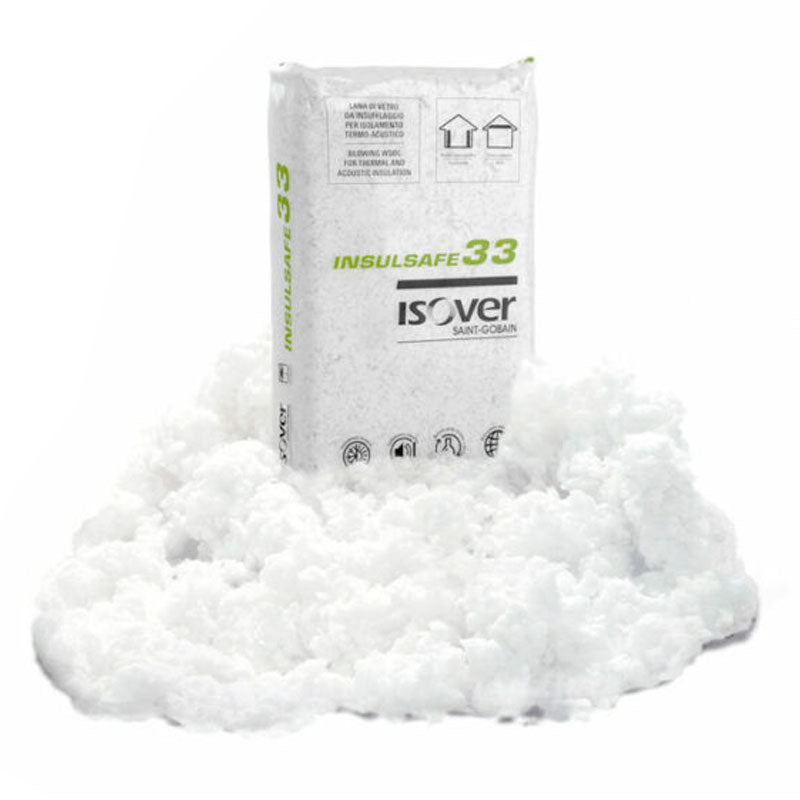 Isover Insulsafe33 Lana di vetro in fiocchi isolante termico e acustico ad insuflaggio kg 17,30