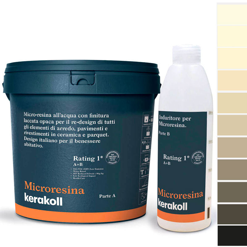 Microresina Kerakoll all’acqua per piastrelle, pavimenti, ceramica e parquet colorata con finitura laccata opaca