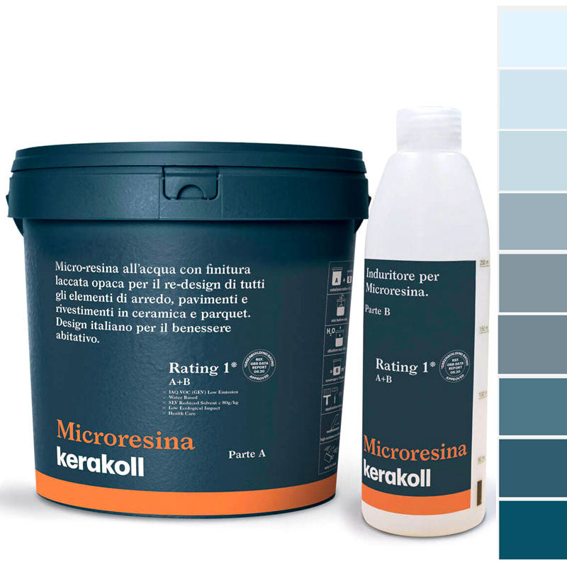 Microresina Kerakoll all’acqua per piastrelle, pavimenti, ceramica e parquet colorata con finitura laccata opaca