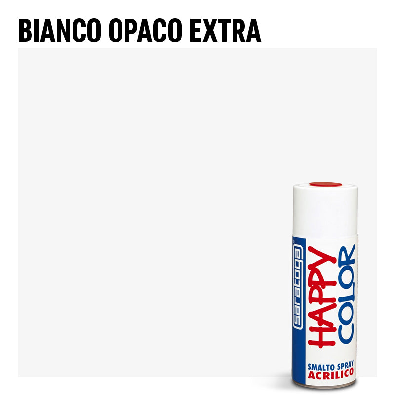 Bomboletta vernice Spray Bianco Opaco Extra Saratoga Happy Color  - Per interni ed esterni - Asciugatura Rapida