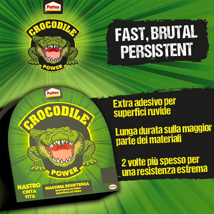 Pattex Crocodile Power Tape Nastro Adesivo Telato Grigio/Nero