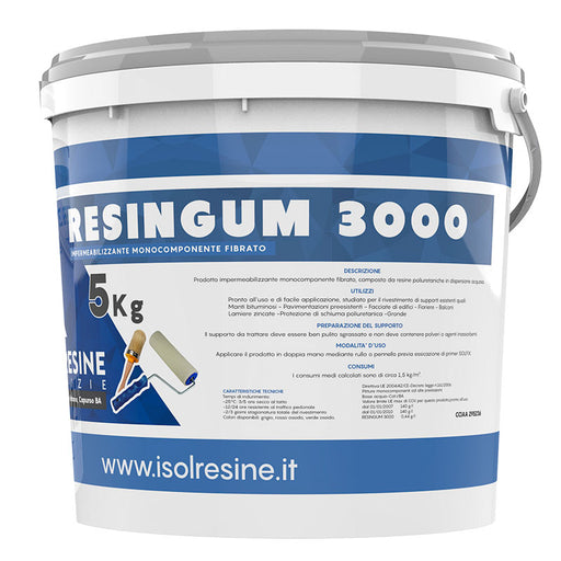 Resina impermeabilizzante monocomponente fibrato Grigio/rosso/verde - Isolresine Resingum 3000