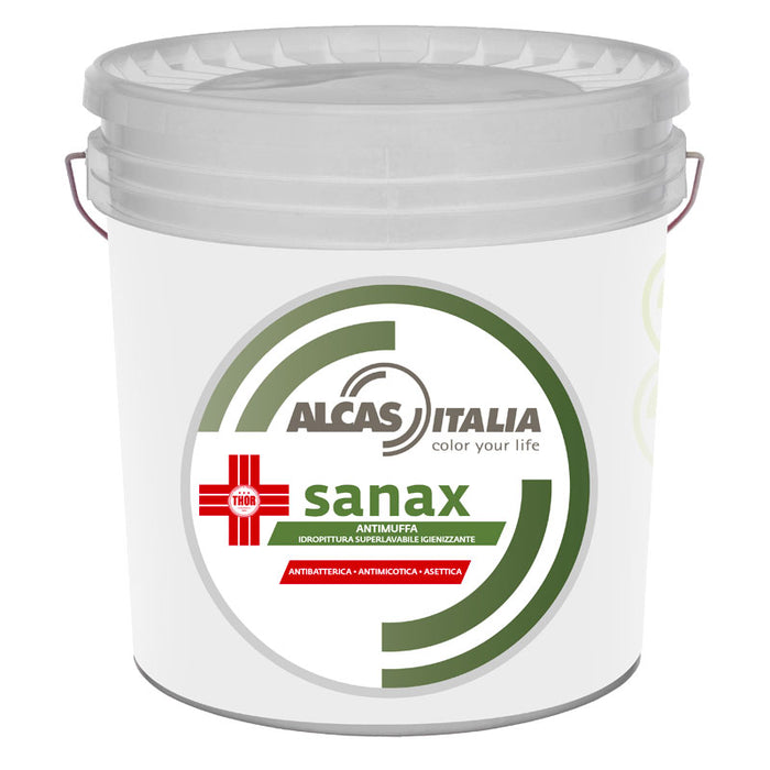 Pittura superlavabile antimuffa, igienizzante per interni - Alcas Italia Sanax