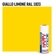 Bomboletta vernice Spray Saratoga Happy Color Giallo Limone RAL 1023 - Per interni ed esterni - Asciugatura Rapida