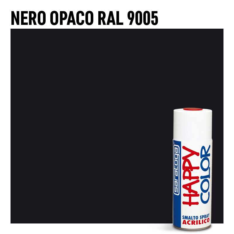 Bomboletta Spray Saratoga Happy Color Nero opaco RAL 9005 - Per interni ed esterni - Asciugatura Rapida