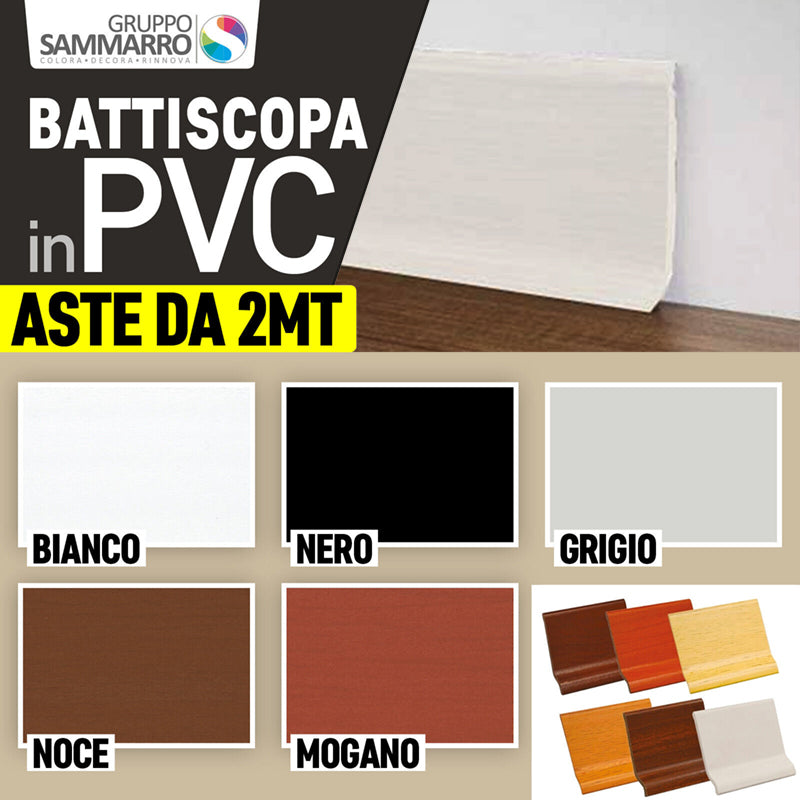Battiscopa in PVC semiflessibile h 7cm - barre da 2 metri