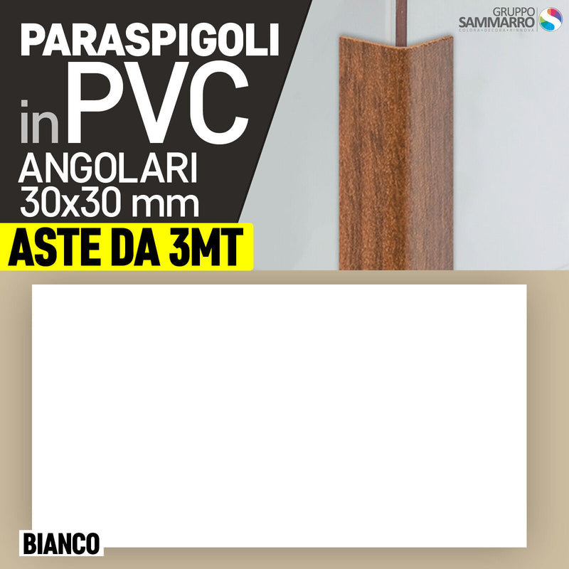 Paraspigoli angolari in PVC 30x30mm - barre da 3 metri