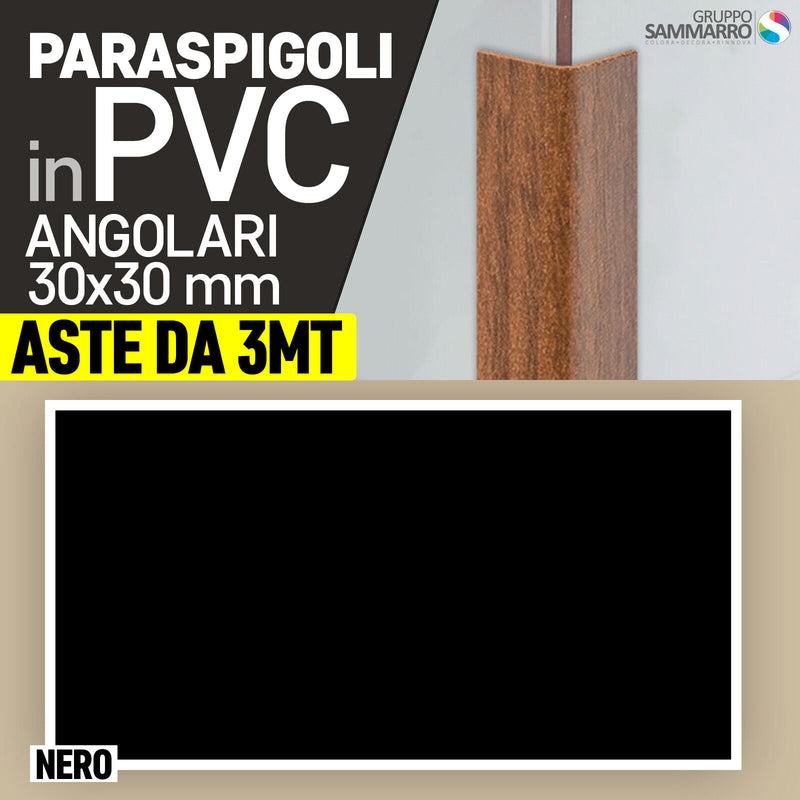 Paraspigoli angolari in PVC 30x30mm - barre da 3 metri