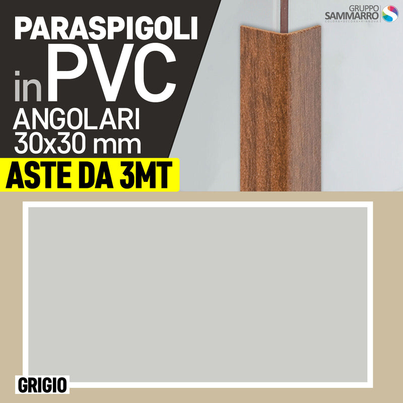 Paraspigoli angolari in PVC 30x30mm - barre da 3 metri