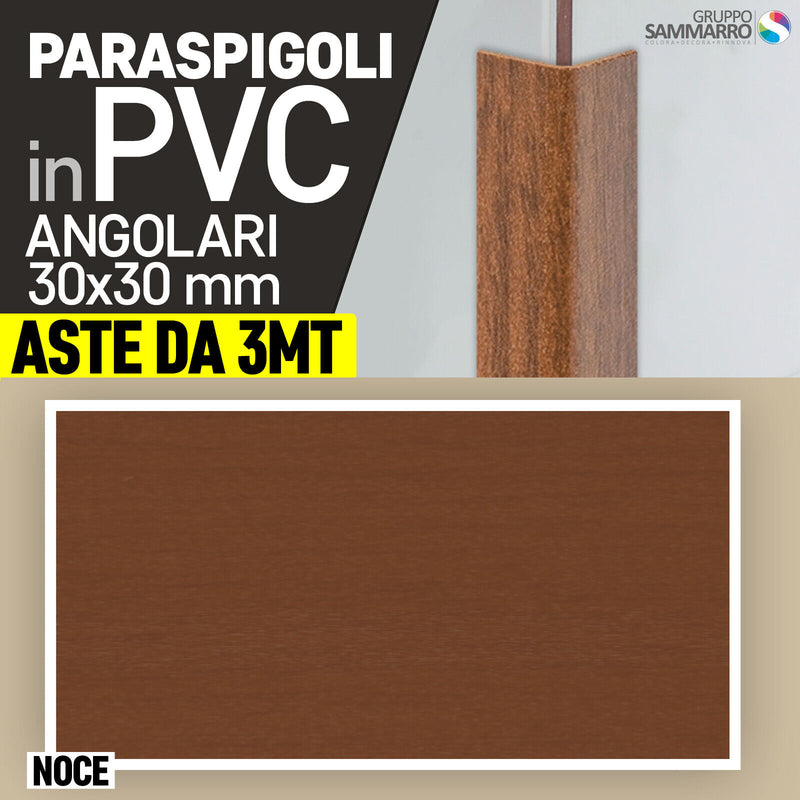 Paraspigoli angolari in PVC 30x30mm - barre da 3 metri
