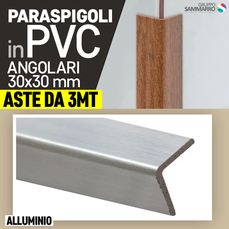 Paraspigoli angolari in PVC 30x30mm - barre da 3 metri