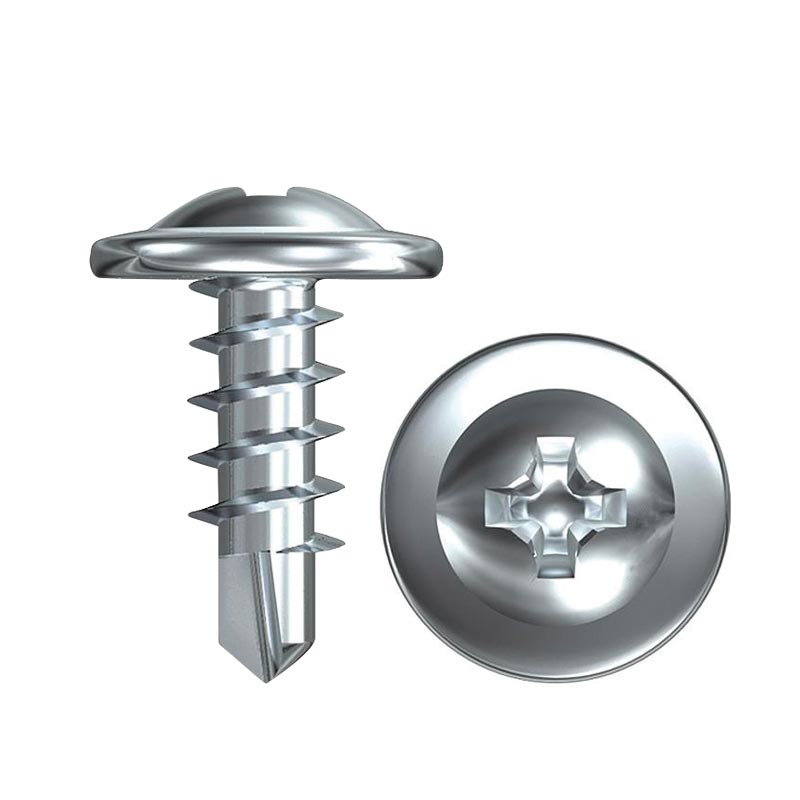 Vite zincata autoperforante per profili metallici con finta rondella, punta teks