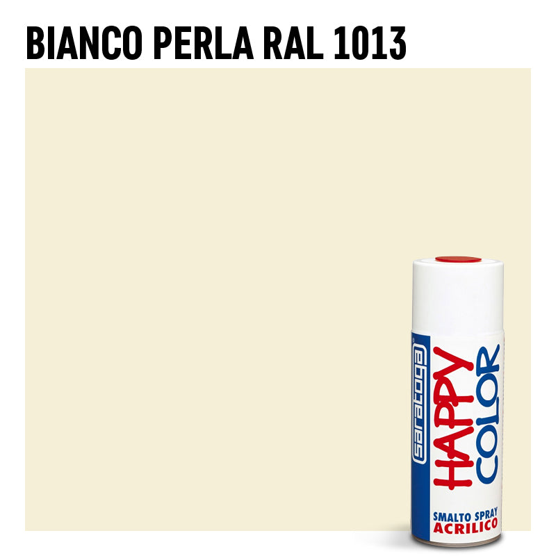 Bomboletta vernice Spray Saratoga Happy Color Bianco Perla RAL 1013 - Per interni ed esterni - Asciugatura Rapida