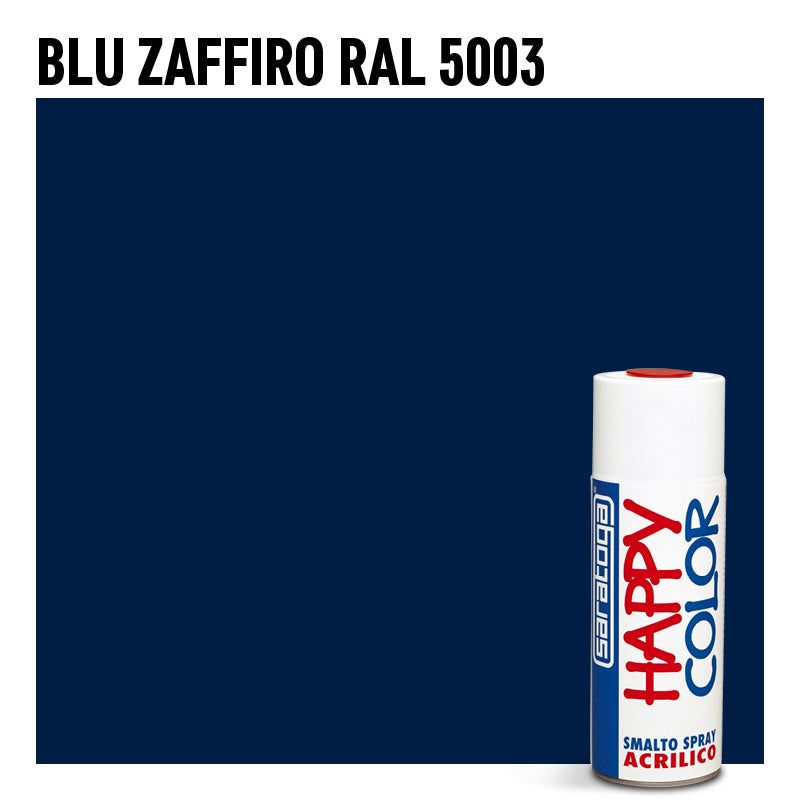 Bomboletta vernice Spray Saratoga Happy Color Blu Zaffiro RAL 5003 - Per interni ed esterni - Asciugatura Rapida